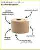 A roll of toilet paper with arrows pointing to different features and descriptive text. Produktbild-Vorschau