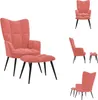 Multiple views of a pink velvet armchair and ottoman set against a white background. Náhľad obrázku produktu