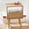 Rattan-Beistelltisch mit Schublade und Massivholzbeinen, Produktbild-Vorschau 7