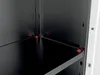 A close-up view of the interior corner of a cabinet, showing a shelf supported by red clips. Anteprima dell’immagine prodotto