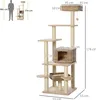 A diagram showing a cat tree with dimensions and a silhouette of a person for scale. Anteprima dell’immagine prodotto