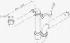 A technical drawing of a sink siphon with dimensions and specifications. Produktbild-Vorschau