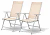 2er Set Garten Klappstuhl Hochlehner Alu - Textilen 7- Positionen Silbergrau/Beige Produktbild-Vorschau