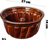 A brown ceramic gugelhupf baking mold with dimensions indicated. Voir les images du produit