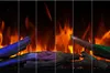 Close-up of an electric fireplace with glowing logs and flames. Podgląd zdjęcia produktu