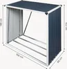 A metal log store with a dark blue roof and back panel, and a silver frame and sides. Podgląd zdjęcia produktu