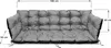 A gray and black tufted cushion for a swing or bench, with dimensions indicated. Náhled obrázku produktu