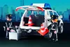 Two Playmobil police figures are shown with a police SUV, traffic cones, and equipment. Produktbild-Vorschau