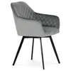 A gray velvet dining chair with black metal legs, shown from a side angle against a white background. Náhled obrázku produktu