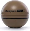A tan spherical sonar device with the brand name 'deeper' and 'chirp+ 2' printed on it, set against a white background. Voir les images du produit