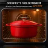 Emaille Bräter 26cm/5L Rot Gusseisen Schmortopf mit Deckel Produktbild-Vorschau 5