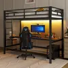 Letto a soppalco Sweiko 90x200 cm, tavolo con USB e presa, Anteprima dell’immagine prodotto 2