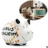 Keramik Sparschwein Spruch Luxus Schwein Weiß Gold Spardose Produktbild-Vorschau 1