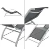 Collage of four close-up shots of a gray and black lounge chair with a silver frame. Voir les images du produit