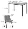 Eettafel set Vicco Grand Grijs 120 x 70 cm met 4 stoelen Productafbeelding-voorbeeld 2