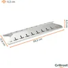 A metal barbecue heat plate with dimensions indicated. Anteprima dell’immagine prodotto