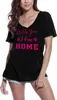 Damen Grafik T-Shirt V-Ausschnitt Bei dir bin ich zu Hause Produktbild-Vorschau 1