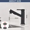 A black kitchen faucet with dimensions indicated, shown in a sink setting. Produktbild-Vorschau