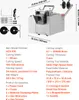 A product shot of an automatic heat shrink tubing cutter with dimensions and specifications displayed. Produktbild-Vorschau