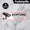 4 kusy Výstražná tabuľa kamerového dohľadu 12x4 cm Náhľad obrázku produktu 7