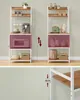 Two kitchen shelves are shown side-by-side, demonstrating adjustable shelf placement. Náhled obrázku produktu