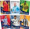 A collage of six soccer trading cards, each featuring a different player and their stats. Podgląd zdjęcia produktu