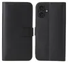 A black flip phone case is shown from the front and back. Produktbild-Vorschau