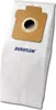 A white vacuum cleaner bag with a brown cardboard attachment. Produktbild-Vorschau