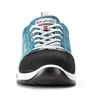 A front view of a blue safety shoe against a white background. Produktbild-Vorschau