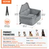 A grey pet car seat with dimensions and product parameters displayed. Náhľad obrázku produktu