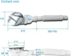 Diagrams showing the dimensions of a drain assembly. Produktbild-Vorschau