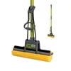 A sponge mop with a yellow sponge head and a green handle, shown against a white background. A smaller, full view of the mop is visible in the background. Podgląd zdjęcia produktu