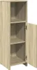 A tall, narrow cabinet with three shelves and one door open, showing the interior. Podgląd zdjęcia produktu