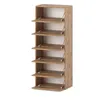 A tall, narrow shoe cabinet with six flip-down doors, made of wood-effect material. Produktbild-Vorschau