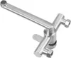 A stainless steel faucet with an extended spout and two water inlets. Podgląd zdjęcia produktu