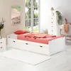 A bedroom scene with a white bed, dresser, and desk. Produktbild-Vorschau