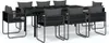 A black outdoor dining set with a table and chairs on a white background. Produktbild-Vorschau
