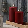 LED Stumpenkerze MIA - Echtwachs - realistische 3D Flamme - H: 15cm - D: 10cm - bordeauxrot Produktbild-Vorschau