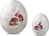 Dekoobjekt Ei FROHE OSTERN mit Hasen H. 10cm creme braun Produktbild-Vorschau 2