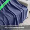 A close-up of a dark blue fleece blanket draped over a sofa. Náhľad obrázku produktu