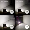 A collage of four images showing a portable LED work light in different brightness modes and an SOS flashing mode. Produktbild-Vorschau