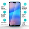 A smartphone screen protector is shown with various features highlighted by text and icons. Produktbild-Vorschau