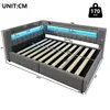 Letto imbottito idraulico Flieks 140x200 cm con LED, divano Anteprima dell’immagine prodotto 5