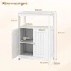 A diagram showing the dimensions of a white bathroom cabinet. Náhled obrázku produktu