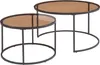 Two nesting round coffee tables with brown glass tops and black metal frames are shown against a white background. Náhľad obrázku produktu