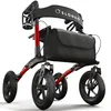A product shot of a red and black rollator walker. Produktbild-Vorschau