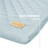 A close-up view of a quilted mattress pad with a brand tag and measurement indicator. Anteprima dell’immagine prodotto