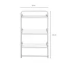 A white three-tier drying rack shown from the front with dimensions indicated. Produktbild-Vorschau