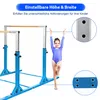 A young gymnast is shown practicing on a blue adjustable gymnastics bar. Anteprima dell’immagine prodotto