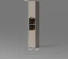A tall, narrow cabinet with open shelves and a closed lower section, shown against a plain gray background with dimensions indicated. Produktbild-Vorschau